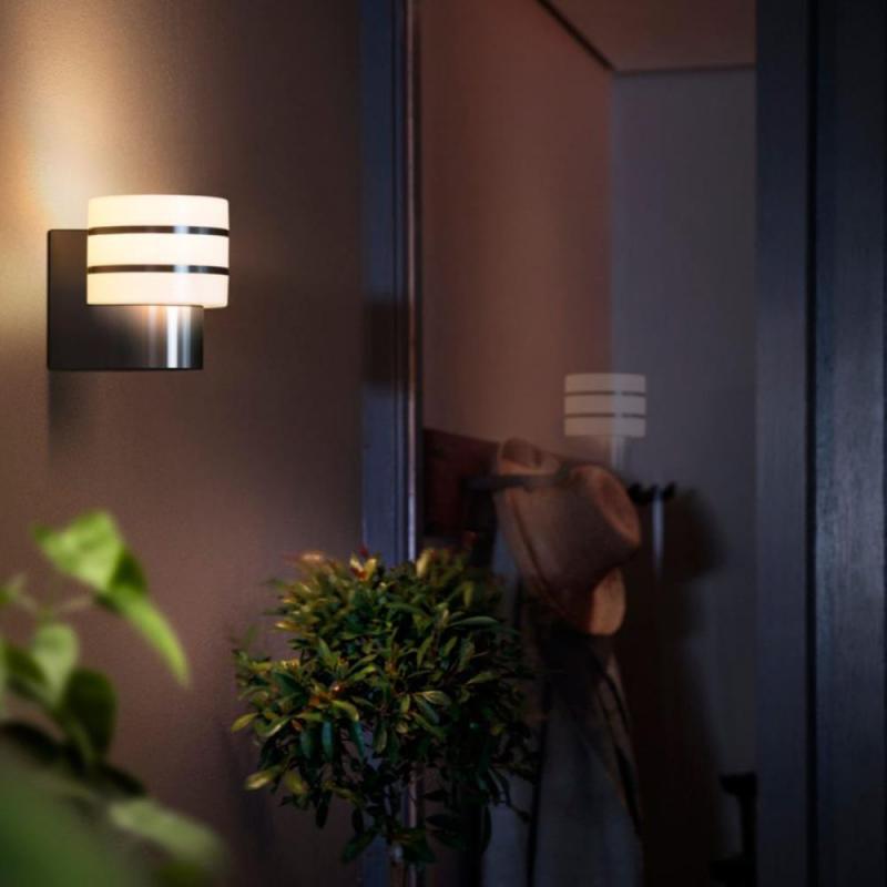 Philips Hue White Ambiance Tuar LED Wandleuchte Outdoor Edelstahl